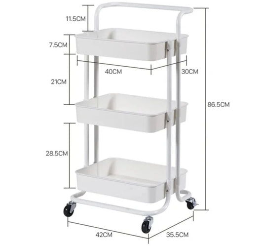 3 Tier Fully Metal Fold Away Trolley