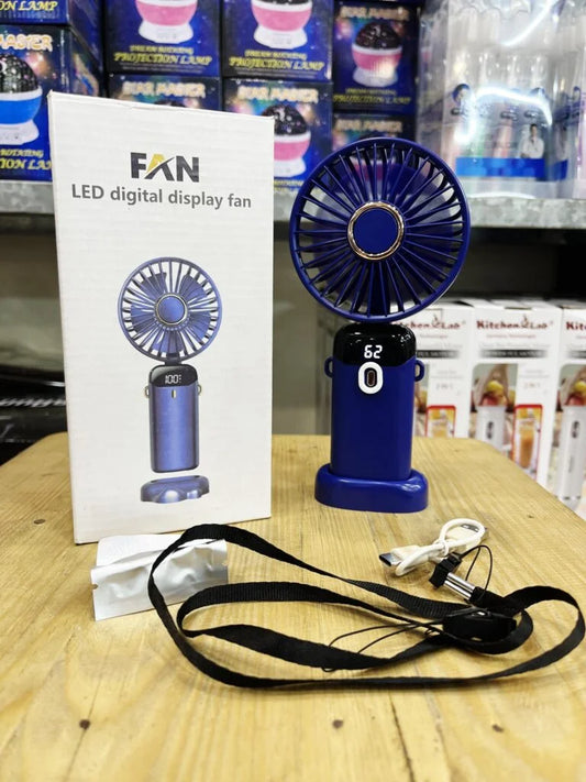 Rechargeable Hand Fan With Digital Display| 5 Turbo Speed