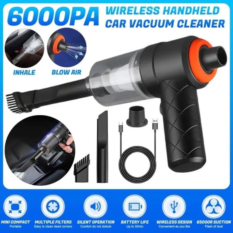 3 in 1 Portable Vacuum Cleaner Duster Blower Air Pump Wireless Handheld Clean