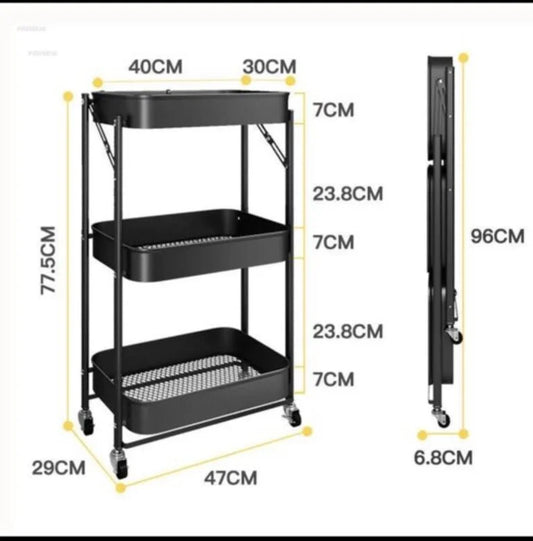 3 Tier Fully Metal Fold Away Trolley