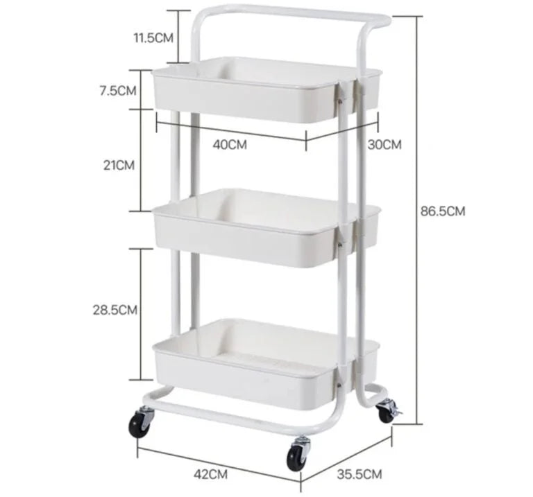 3 Tier Fully Metal Fold Away Trolley